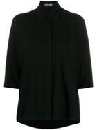 Styland Boxy Fit Cropped Sleeve Blouse - Black