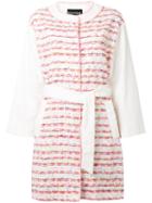 Boutique Moschino Belted Bouclé Coat, Women's, Size: 44, White, Cotton/polyamide