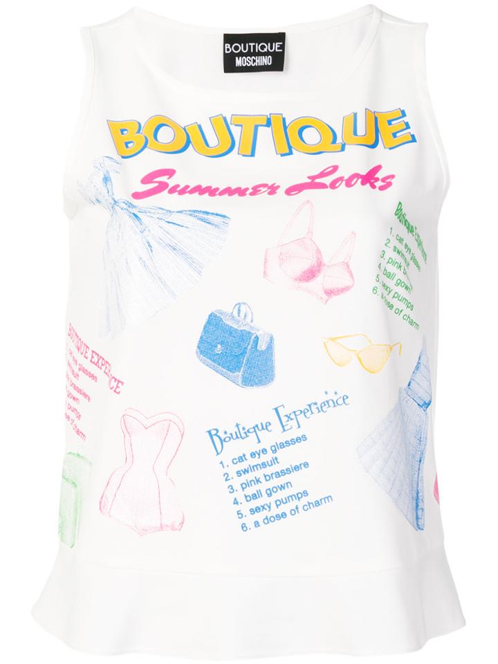 Moschino Boutique Print Sleeveless Top - White