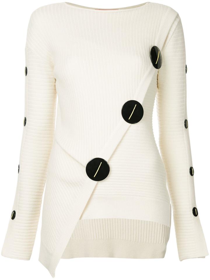Roksanda Asymmetric Buttoned Sweater - White