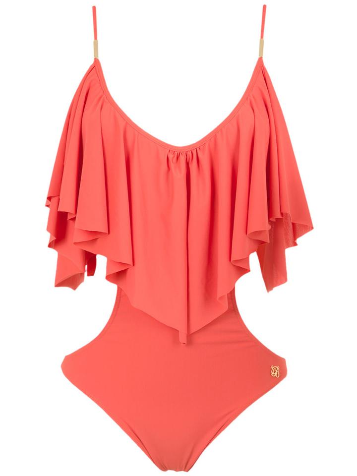 Brigitte - Frill Swimsuit - Women - Polyamide/spandex/elastane - M, Red, Polyamide/spandex/elastane