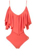 Brigitte - Frill Swimsuit - Women - Polyamide/spandex/elastane - M, Red, Polyamide/spandex/elastane