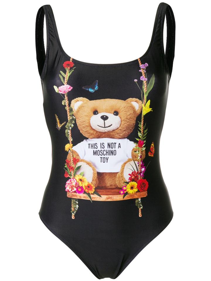 Moschino Designer Print Swimsuit - Black