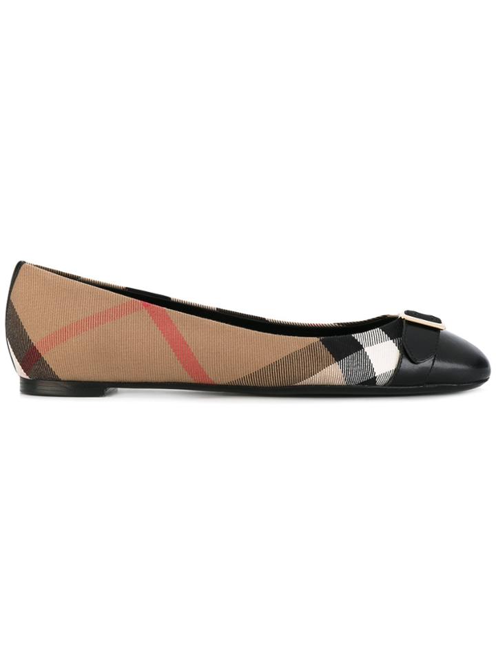 Burberry Checked Ballerinas - Black