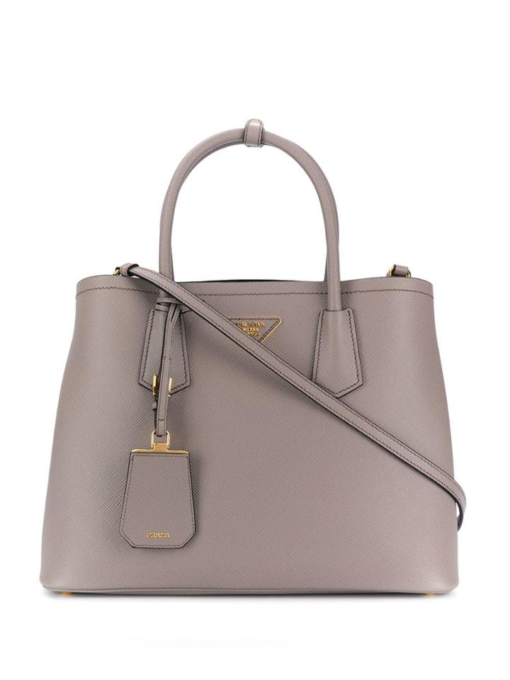 Prada Saffiano Leather Dual Tote - Grey