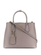 Prada Saffiano Leather Dual Tote - Grey