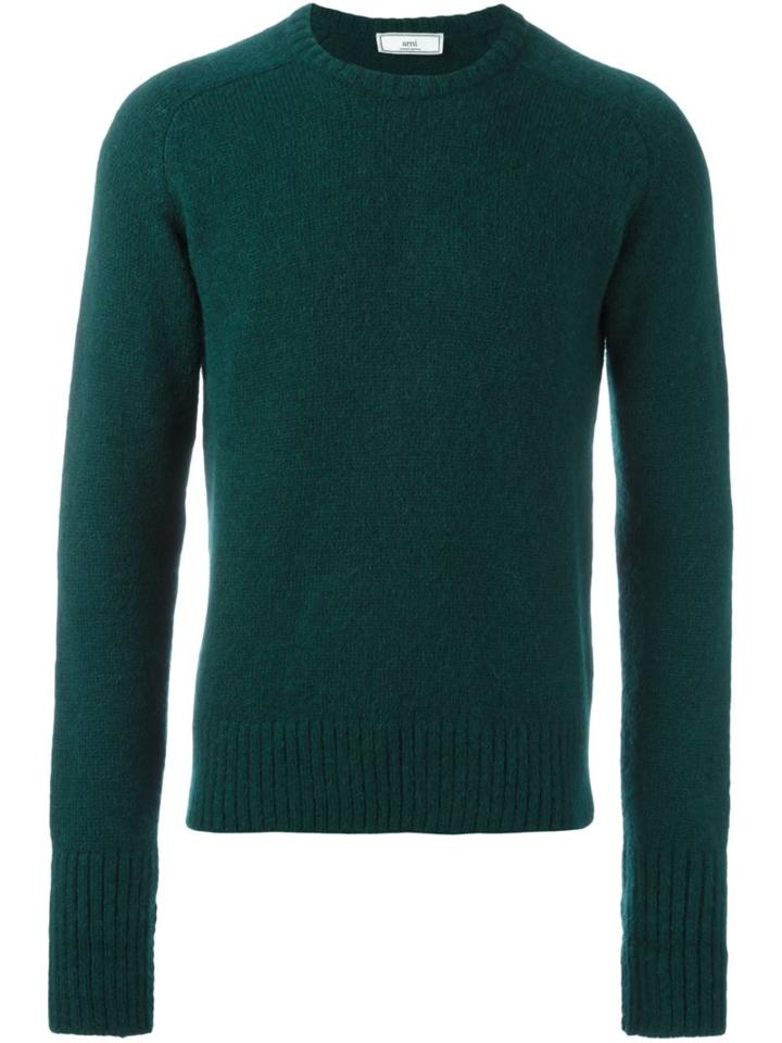 Ami Alexandre Mattiussi Crew Neck Sweater, Men's, Size: Xl, Green, Nylon/wool/alpaca