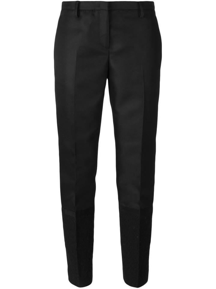 No21 Lace Panel Cropped Trousers, Women's, Size: 42, Black, Polyester