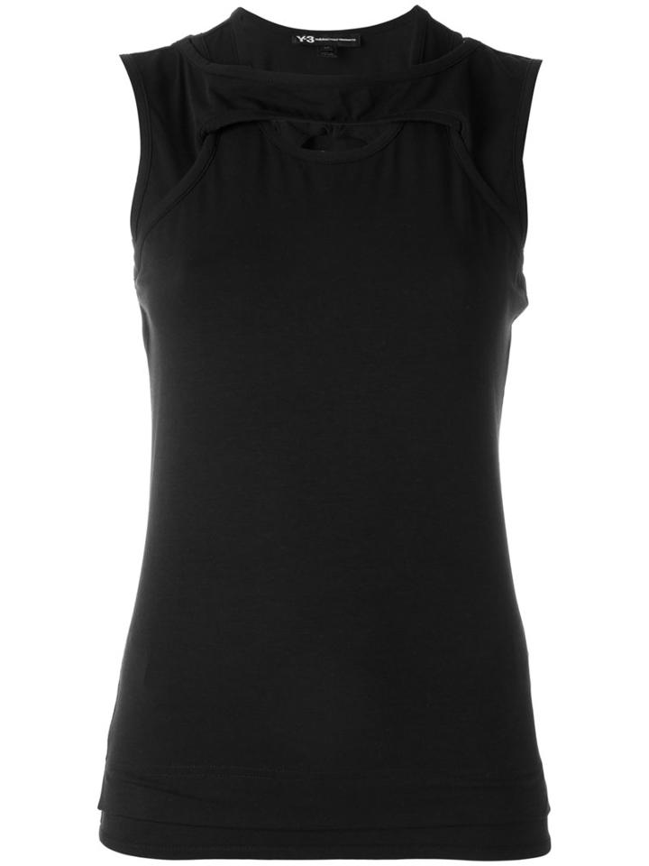 Y-3 Layered Racer Back Vest, Women's, Size: Medium, Black, Cotton/spandex/elastane