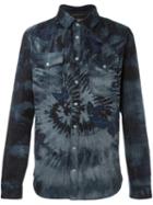 Valentino Tie Dye Butterfly Shirt, Men's, Size: 46, Blue, Cotton/polyester