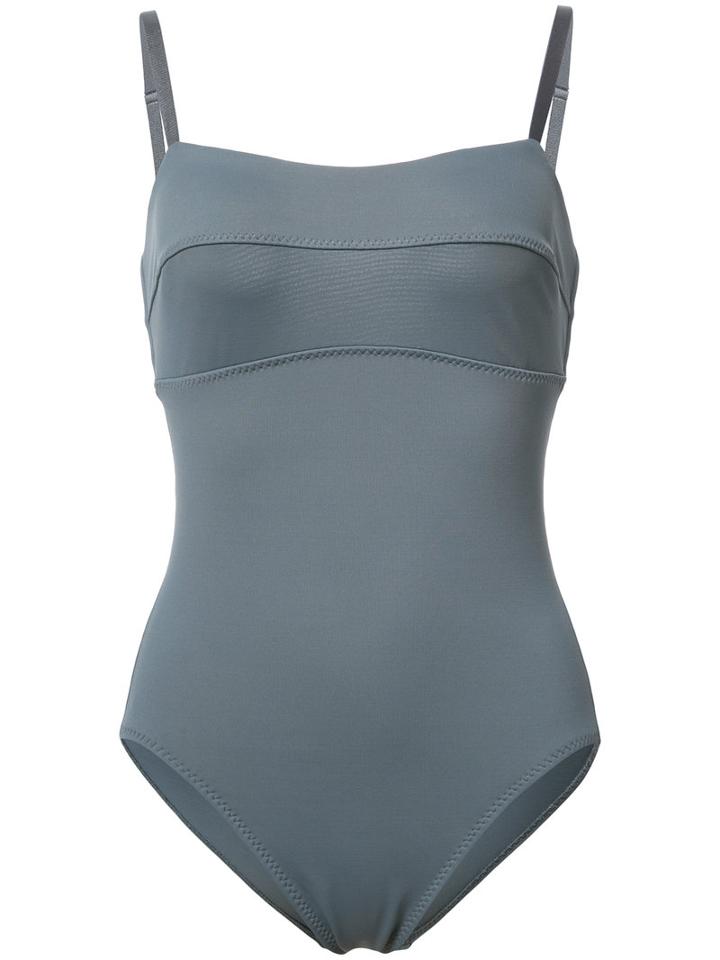 Malia Mills Smoke On The Water Swimsuit, Size: 4, Grey, Nylon/spandex/elastane