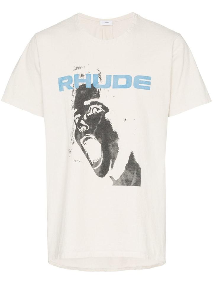 Rhude Logo Slogan Print T-shirt - White