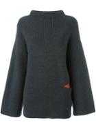 Stella Mccartney Oversize Cut Out Jumper, Women's, Size: 36, Grey, Silk/polyamide/spandex/elastane/virgin Wool
