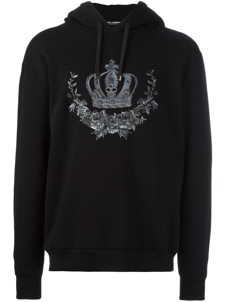 Dolce & Gabbana Crown And Rose Embroidered Patch Hoodie