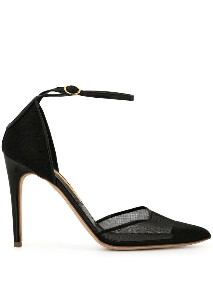 Rupert Sanderson Mesh-panel Ankle-strap Pumps - Black