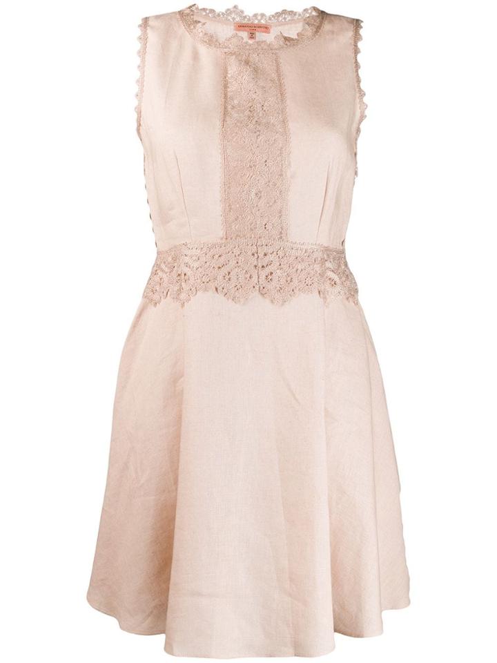 Ermanno Scervino Embroidered Floral Sleeveless Dress - Neutrals
