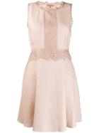 Ermanno Scervino Embroidered Floral Sleeveless Dress - Neutrals