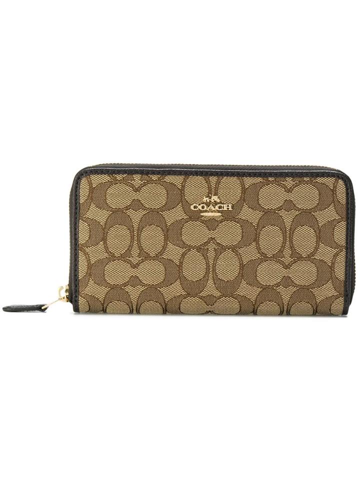 Coach Zip Around Logo Wallet - Neutrals