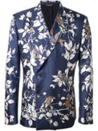 Dolce & Gabbana Floral Print Blazer, Men's, Size: 48, Blue, Silk/spandex/elastane/cupro/wool