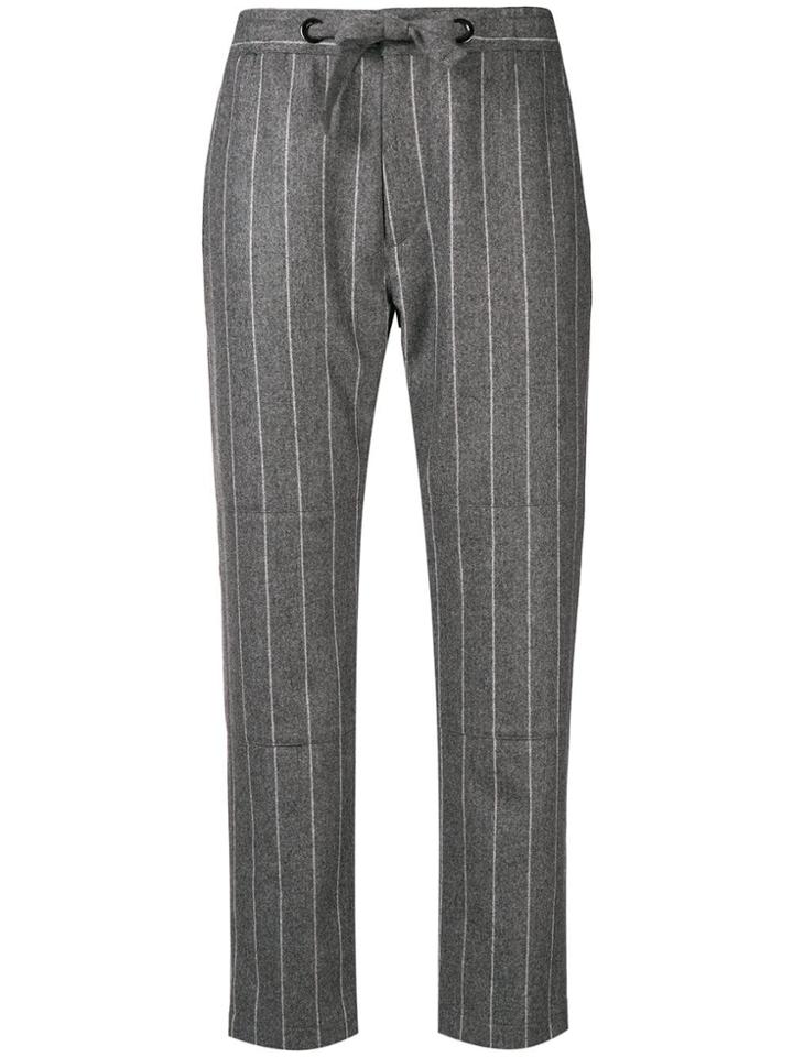 Eleventy Striped Straight-leg Trousers - Grey
