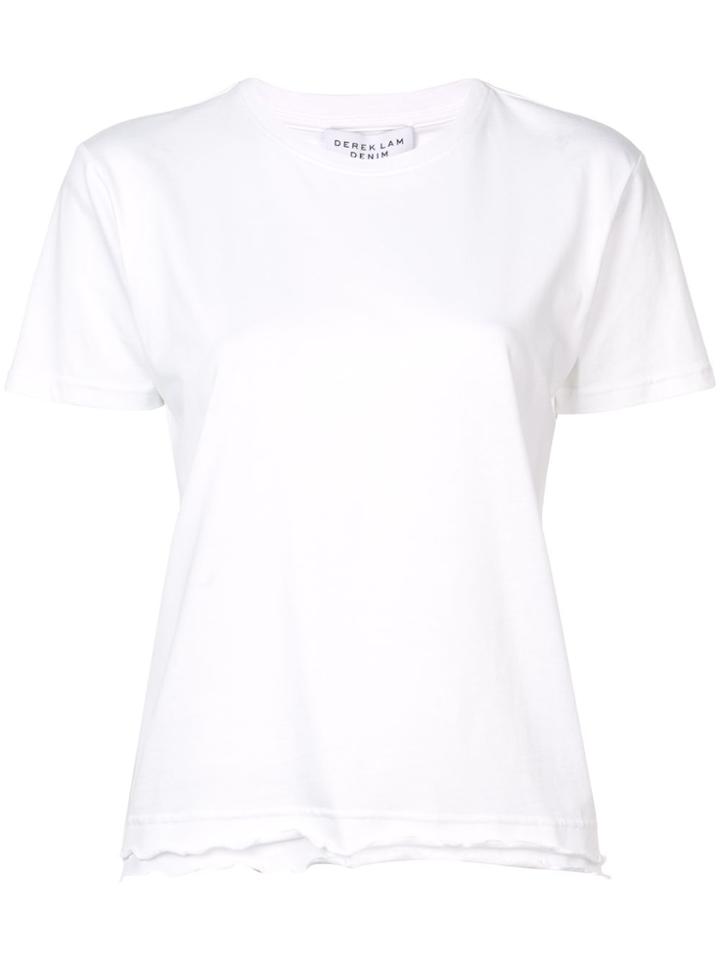Derek Lam 10 Crosby Short Sleeve Tee With Ruffle Hem - White
