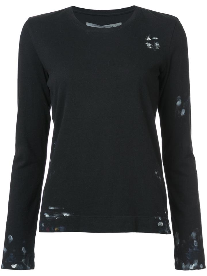 Raquel Allegra Paint Smudge Print Top - Black