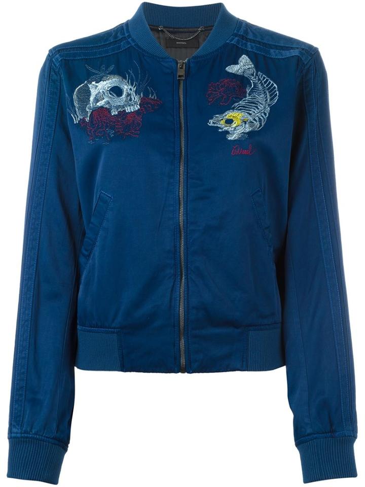 Diesel Embroidered Skull Bomber Jacket