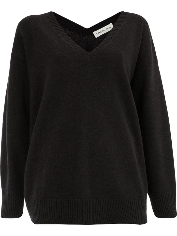 Lamberto Losani V Neck Knitted Top - Black