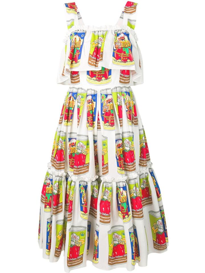 Dolce & Gabbana Vegetable Tin Print Dress - White