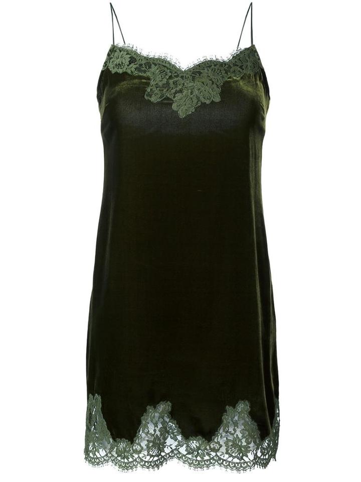 Ermanno Scervino Lace Detail Slip Dress, Women's, Size: 44, Green, Viscose/silk/cotton/polyamide