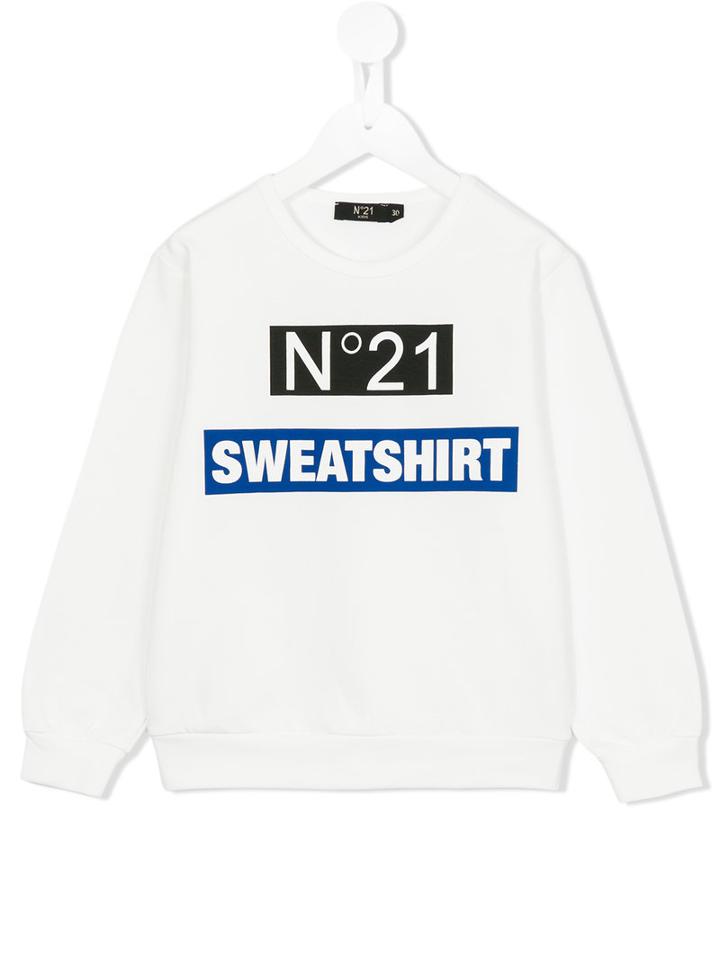 No21 Kids Logo Print Sweatshirt, Boy's, Size: 10 Yrs, White