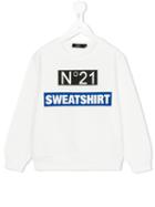 No21 Kids Logo Print Sweatshirt, Boy's, Size: 10 Yrs, White