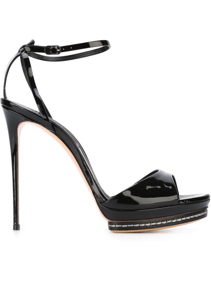 Casadei Stiletto Sandals, Women's, Size: 38.5, Black, Patent Leather/leather