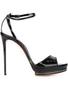 Casadei Stiletto Sandals, Women's, Size: 38.5, Black, Patent Leather/leather