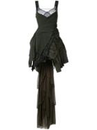 A.f.vandevorst - Layered Train Dress - Women - Silk/polyester/spandex/elastane - 36, Green, Silk/polyester/spandex/elastane