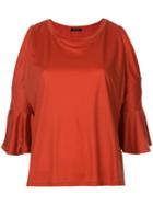 Loveless - Cold Shoulder T-shirt - Women - Cupro/tencel - 34, Yellow/orange, Cupro/tencel