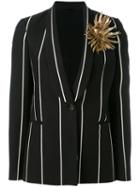 Brunello Cucinelli - Flower Applique Jacket - Women - Silk/cotton/leather/cupro - 42, Women's, Black, Silk/cotton/leather/cupro