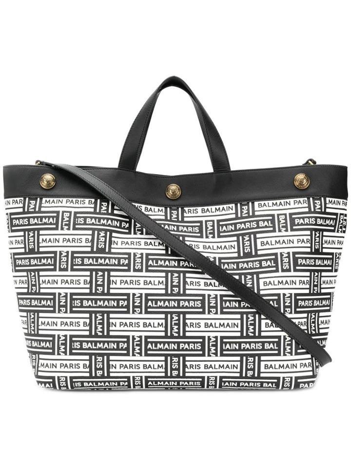 Balmain All Over Logo Tote Bag - Black
