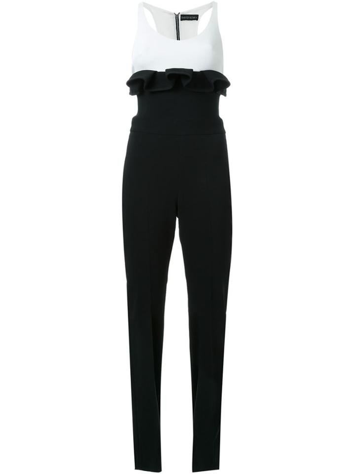 David Koma Ruffle Contrast Jumpsuit - Black