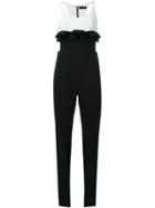 David Koma Ruffle Contrast Jumpsuit - Black