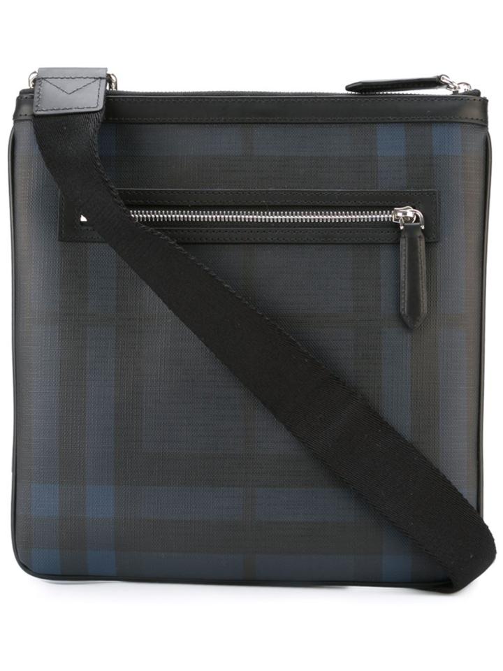 Burberry Checked Messenger Bag - Blue