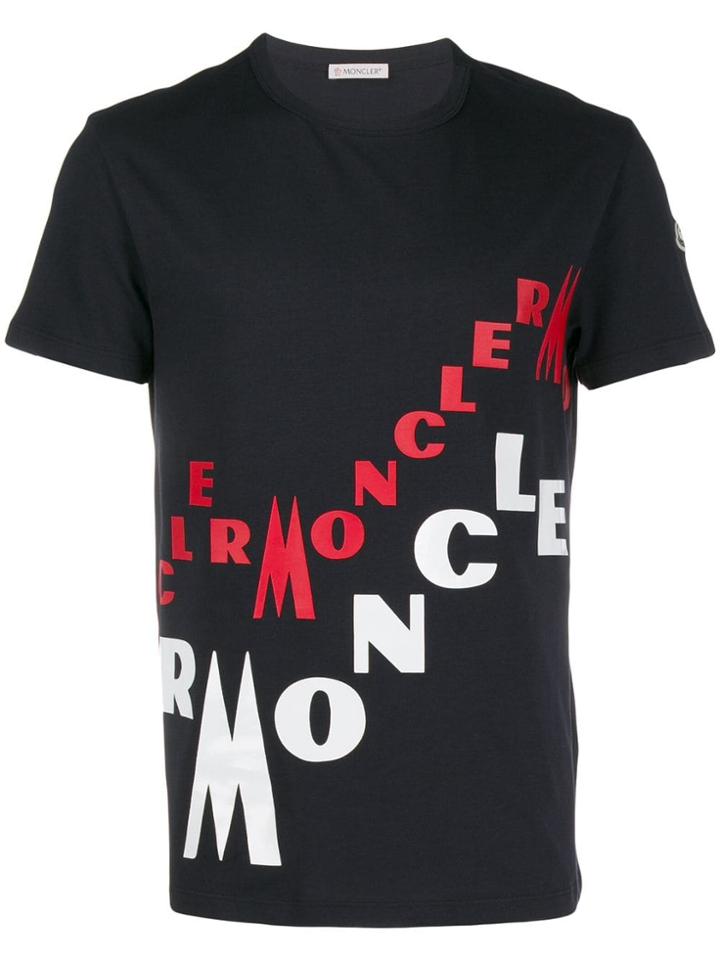 Moncler Scattered Logo Print T-shirt - Blue