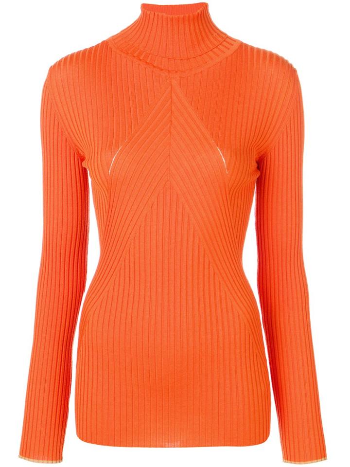 Victoria Beckham Ribbed Polo Neck Jumper - Orange
