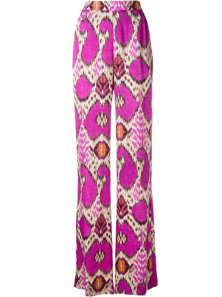 Etro Geometric Print Palazzo Trousers, Size: 44, Pink/purple, Viscose