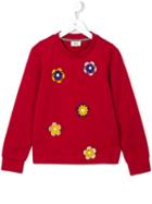 Fendi Kids Flower Embellished Sweatshirt, Girl's, Size: 8 Yrs, Red