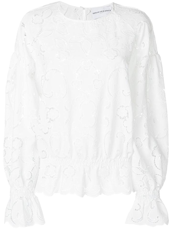 Perseverance London Embroidered Cut-out Blouse - White