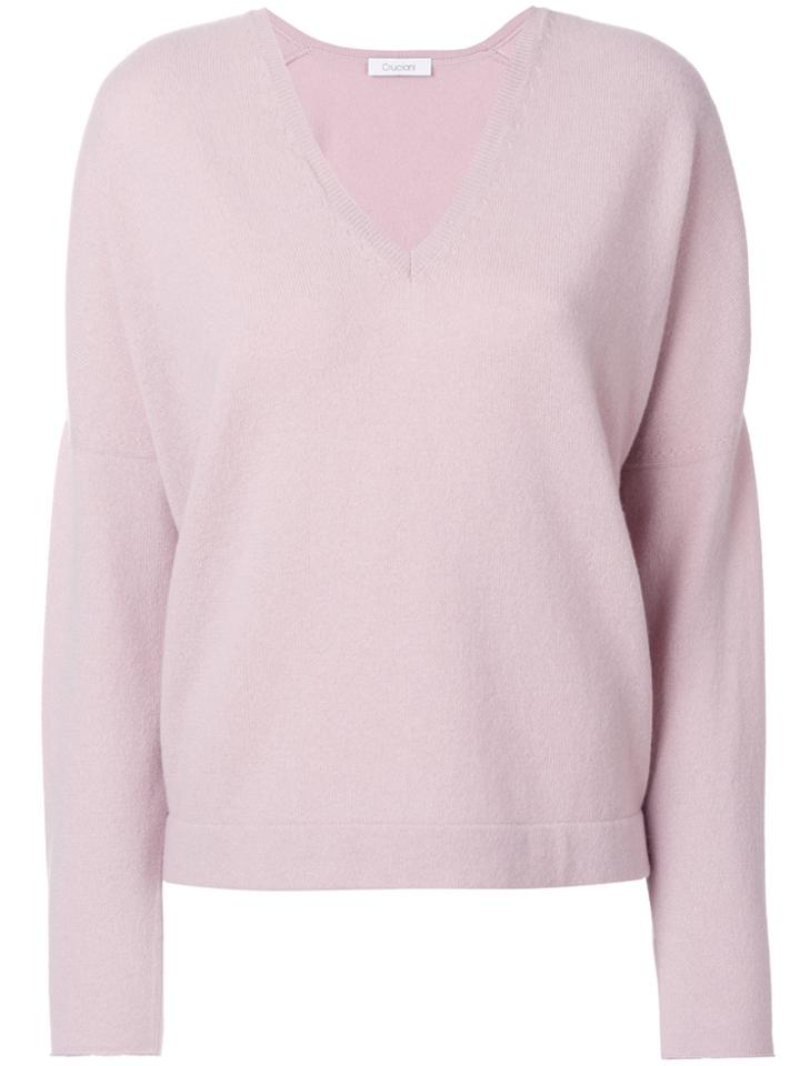 Cruciani V-neck Sweater - Pink & Purple