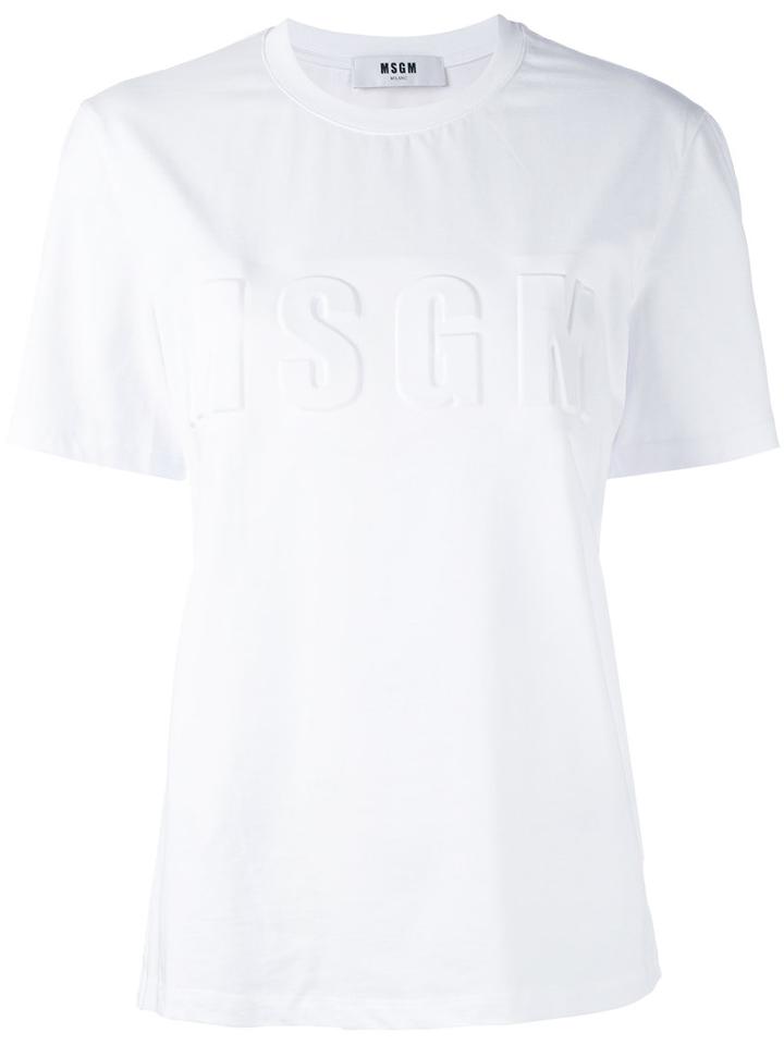 Msgm - Embossed Logo T-shirt - Women - Cotton - S, White, Cotton