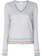 Peter Pilotto V-neck Embroidered Sweater - Grey