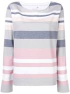Juvia Striped Round Neck Sweatshirt - White